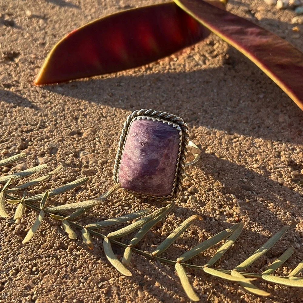 Charoite and Sterling Silver Ring